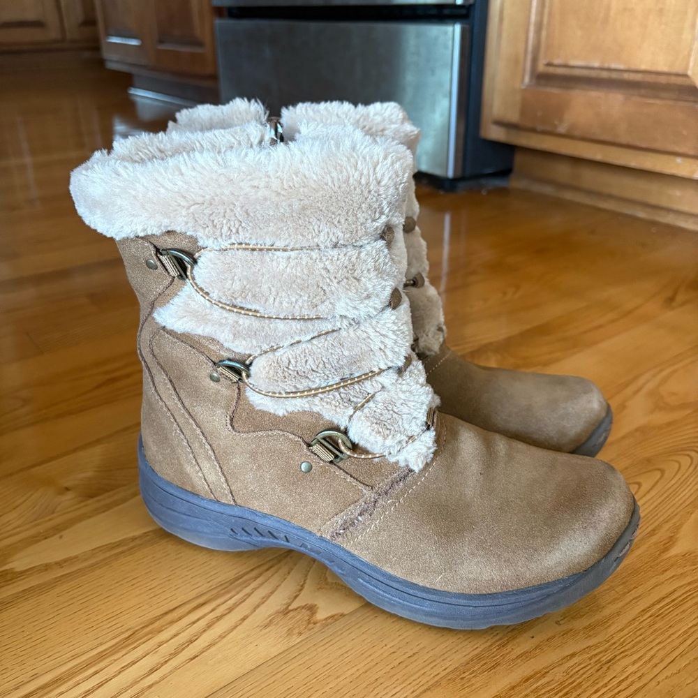 Baretraps Boots Womens 9M Ravie Shearling Brown Faux Fur Lined Round Toe Ankle